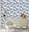 Fashionable Dark Blue Flowers Wallpaper Vogue Select