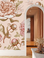 Contemporary Modern Gentle Peonies Wallpaper