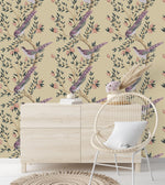Birds on Vintage Wallpaper