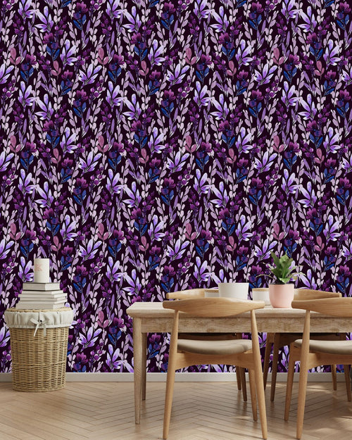 Voguish Purple Leaves Wallpaper Vogue