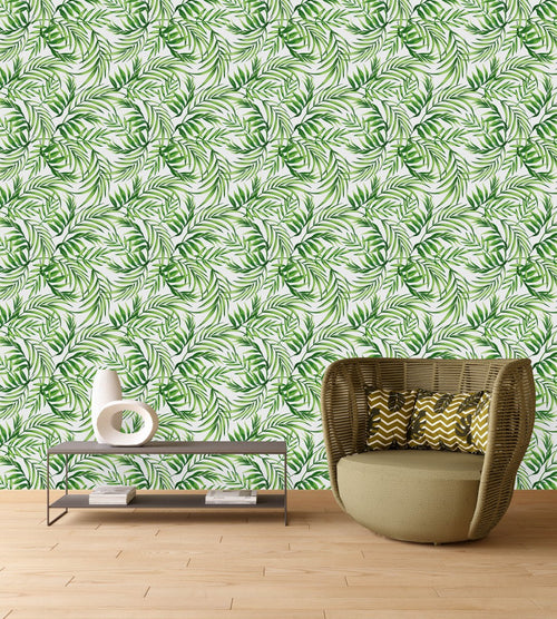 Fashionable Green Leaves Wallpaper Smart High-Quality