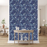 Dark Blue Wallpaper with Leaves and Trees