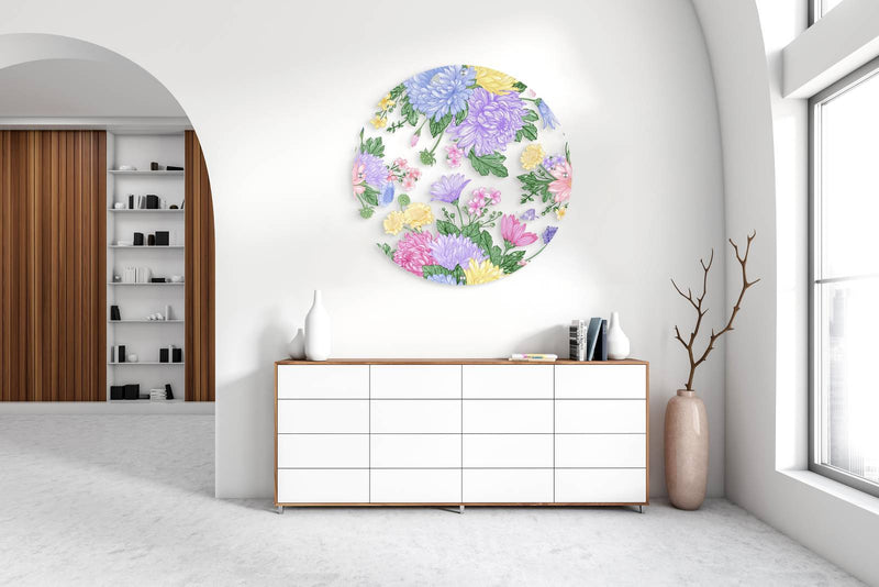 Asters Pattern Printed Transparent Acrylic Circle