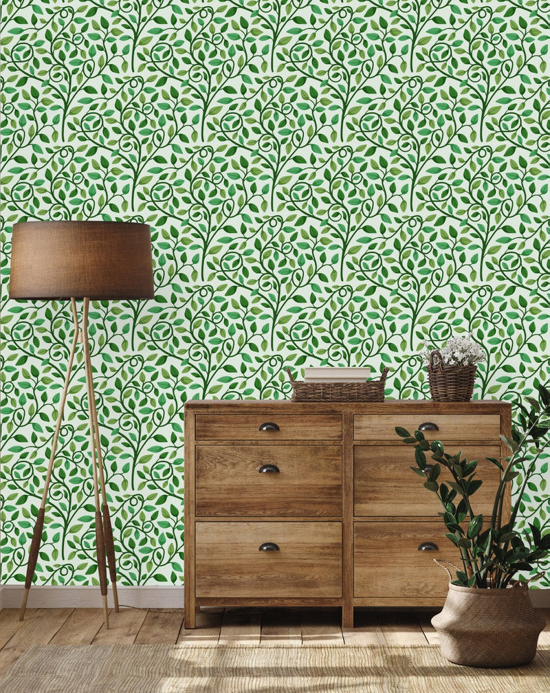 Stylish Green Leaves Wallpaper Tasteful