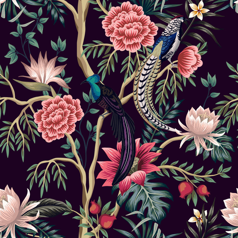 Exotic Birds on Dark Wallpaper