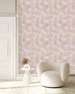 Voguish Beige Leaves Wallpaper Fashionable