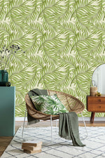 Fashionable Green Wallpaper with Leaves Fashionable