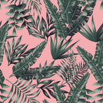 Exotic Leaves on Pink Background Wallpaper