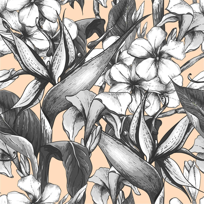 Elegant Beige Wallpaper with Flowers Fashionable