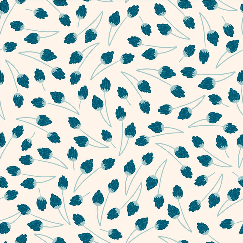 Blue Little Floral Pattern Wallpaper