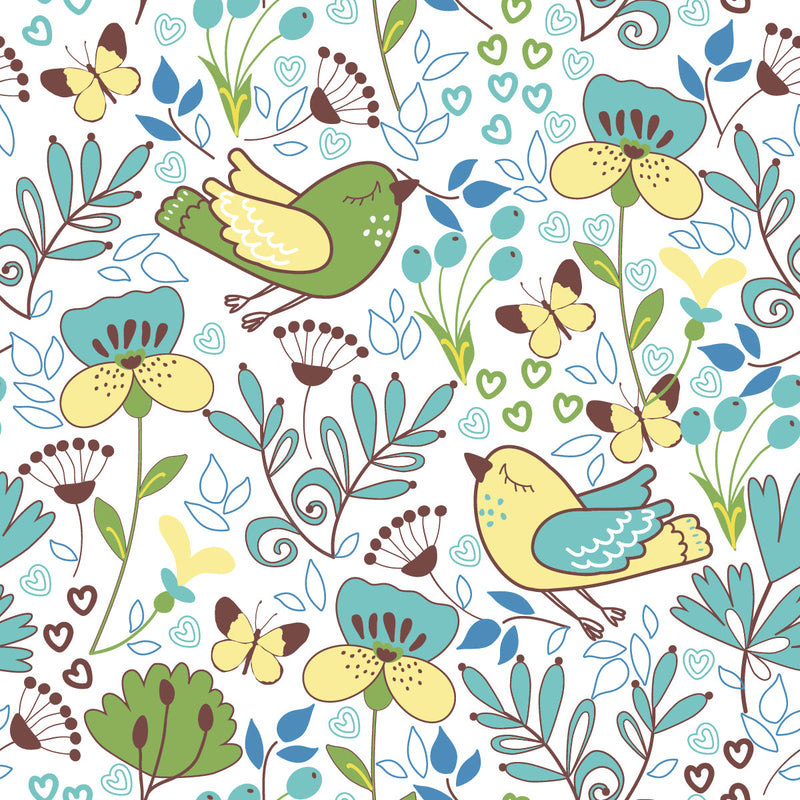 Birds and Leaves Wallpaper