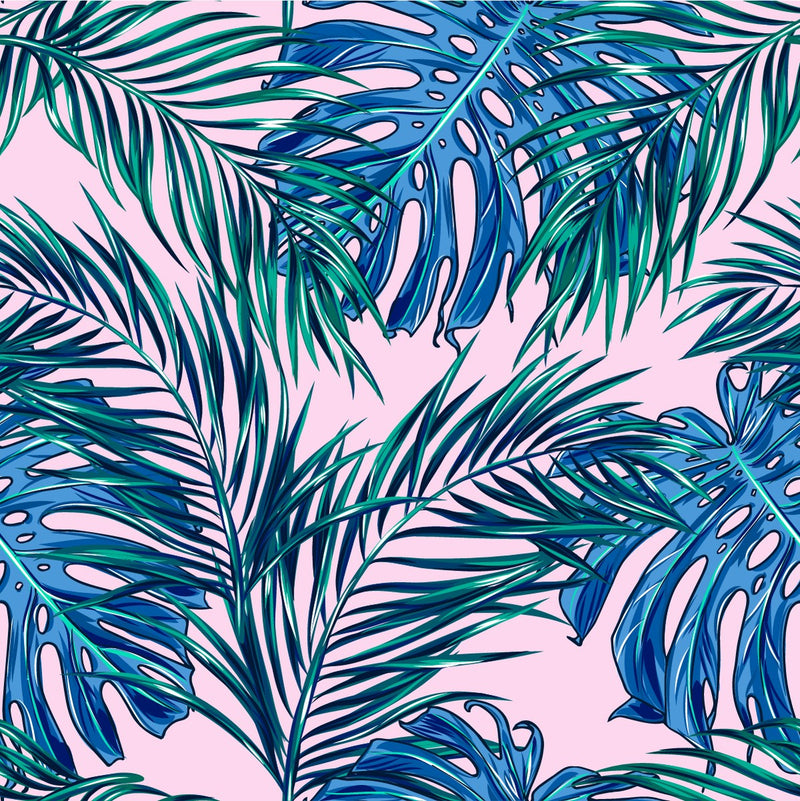Blue and Green Exotic Leaves Wallpaper