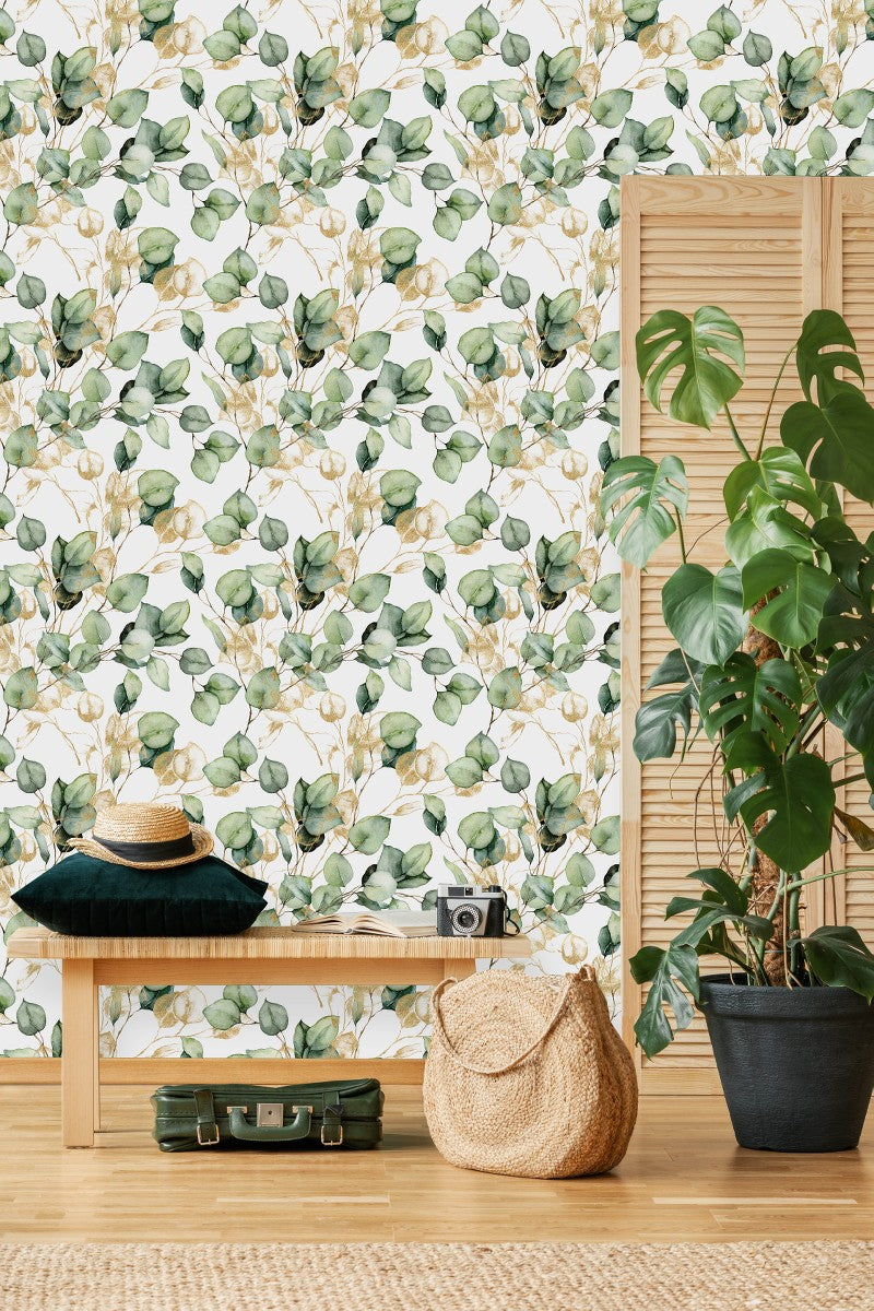 Green and Gold Leaves Wallpaper