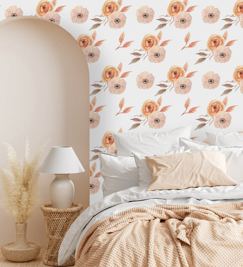 Pastel Flowers on Light Background Wallpaper