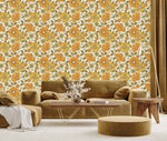 Modish Orange Floral Wallpaper Smart