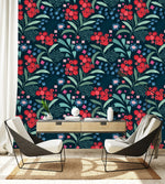 Elegant Berries and Flowers Wallpaper Fashionable