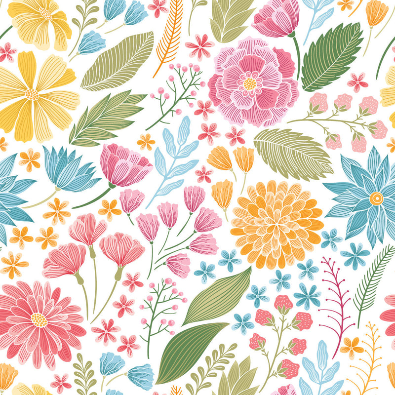 Modish Modern Summer Flowers Wallpaper