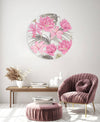 Pink Floral Printed Transparent Acrylic Circle