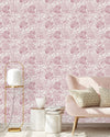 Pink Wallpaper with Floral Outline
