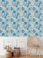 Blue Indian Pattern Wallpaper