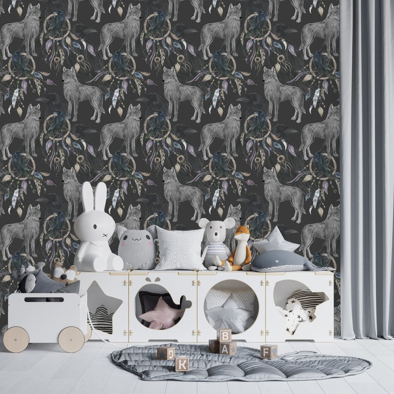 Dark Wallpaper with Wolves