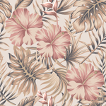 Beige Exotic Flowers Wallpaper