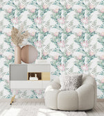 Stylish Exotic Pink Flowers Wallpaper Vogue