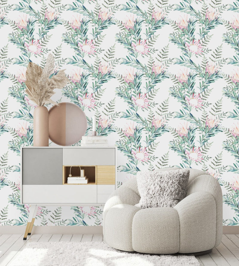 Stylish Exotic Pink Flowers Wallpaper Vogue
