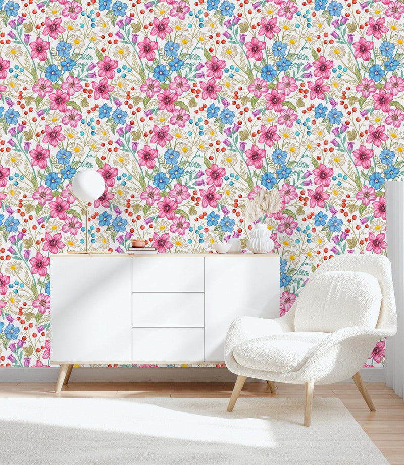 Chamomile and Berries Wallpaper