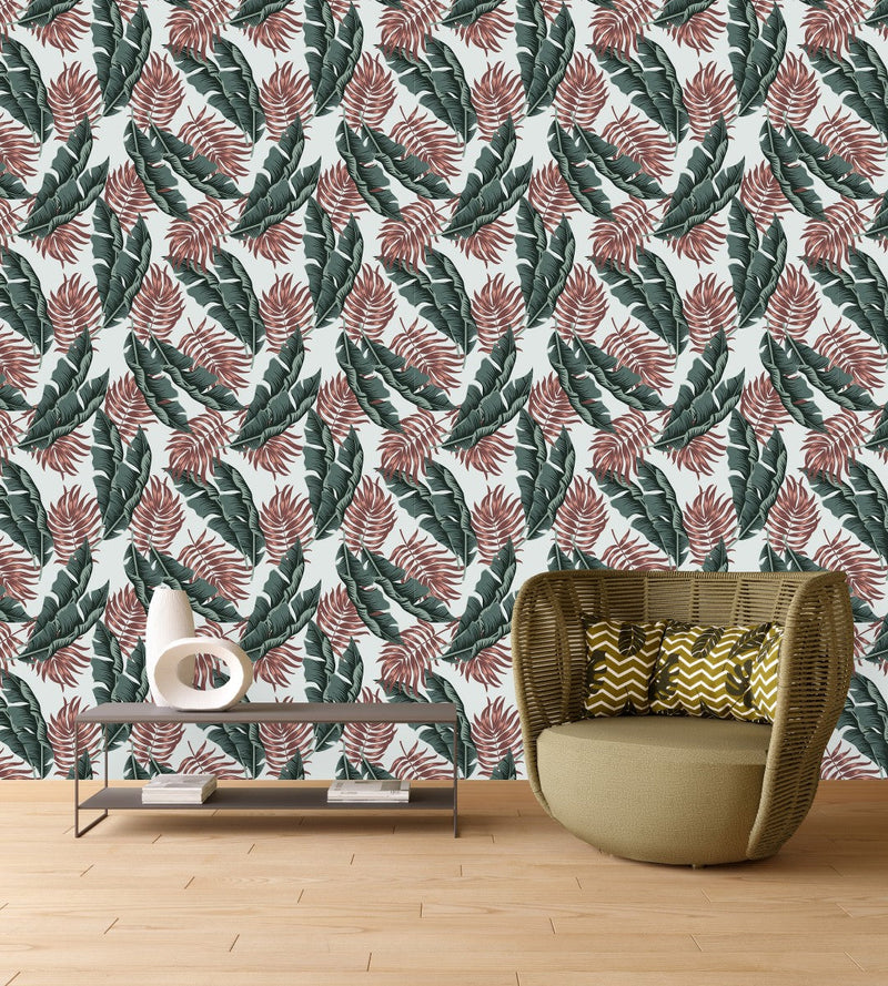 Green and Brown Palm Leaves Wallpaper