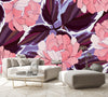 Purple Wallpaper with Pink Flowers