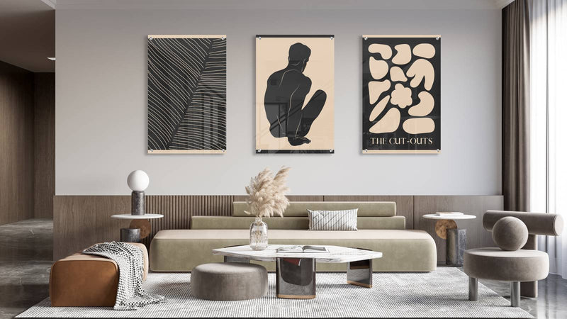 Black and Beige Design Set of 3 Prints Modern Wall Art Modern Artwork