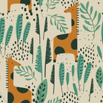 Green Wallpaper with Giraffe