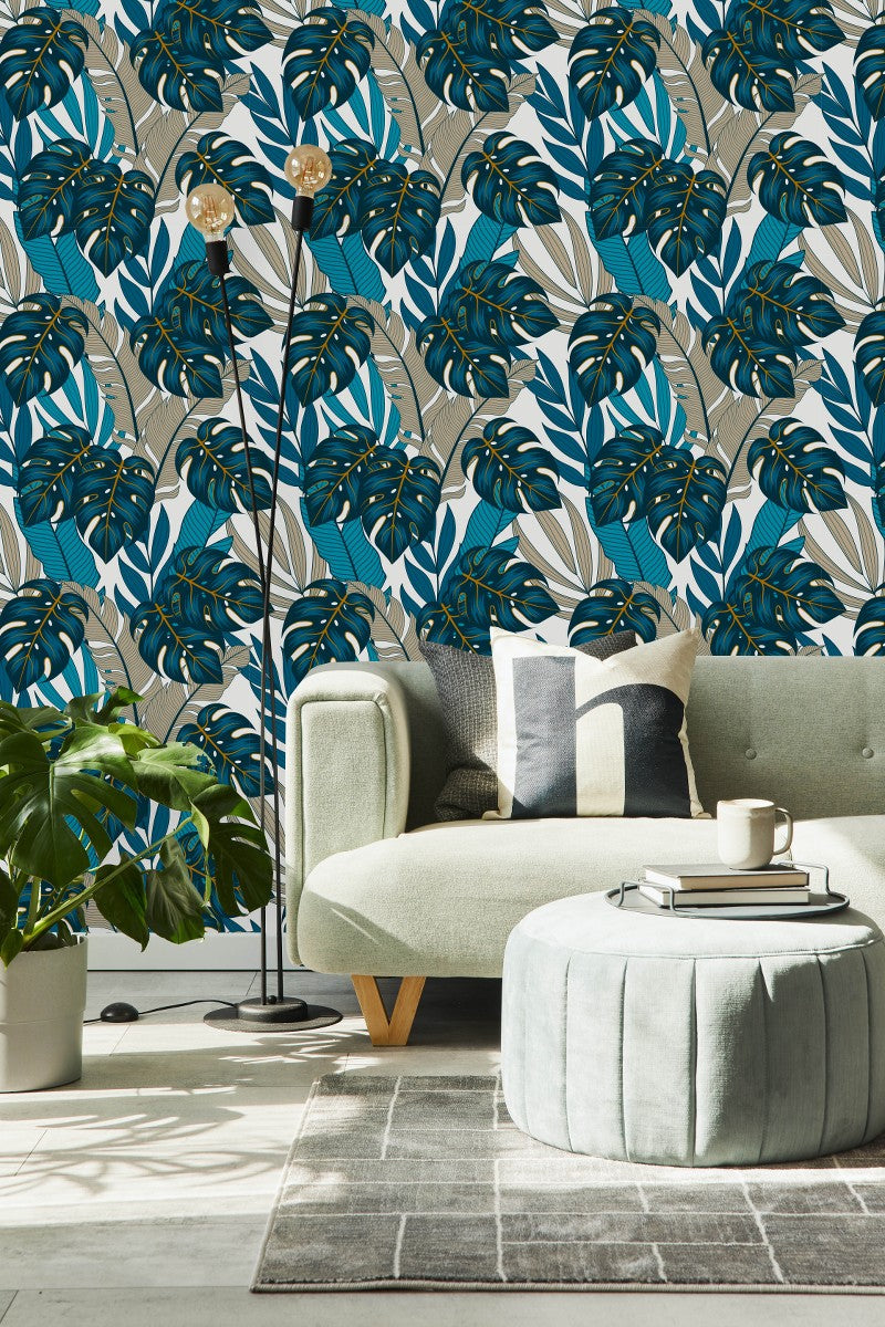 Dark Blue Monstera Wallpaper