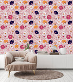 Pink Wallpaper with Floral Pattern