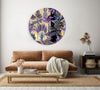 Purple Palm Leaves Printed Mirror Acrylic Circles