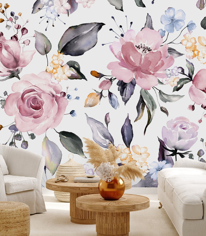 Pink Roses with Flowers Wallpaper