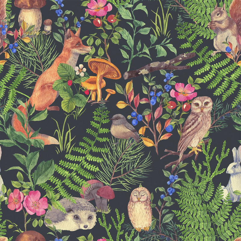Forest Animals Dark Wallpaper for Kids