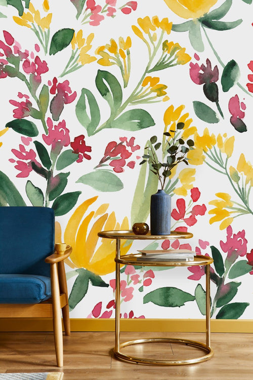 Water colored Yellow Flowers Wallpaper