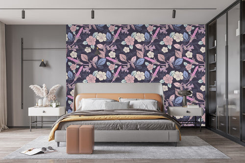Elegant Dark Purple Floral Wallpaper
