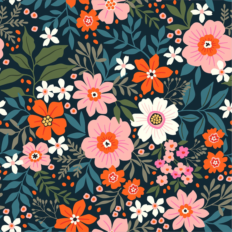 Contemporary Dark Wallpaper with Flowers Tasteful