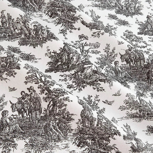 Gathered Bedskirt in Jamestown Black Colonial Country Toile