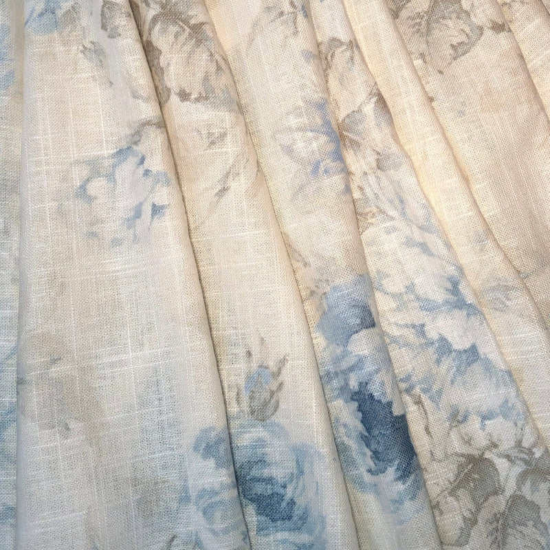Rod Pocket Curtain Panels Pair in Jasmine Serenity Blue Floral, Large Scale