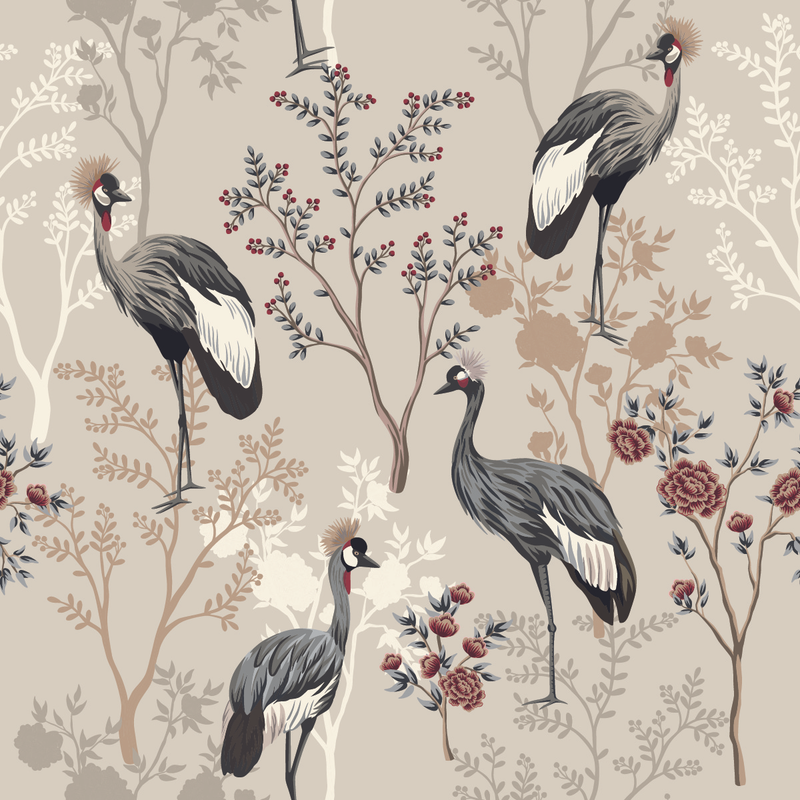 Birds on Beige Wallpaper