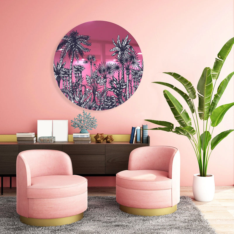 Palms Pattern Printed Mirror Acrylic Circles