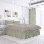 Gathered Bedskirt in Jester Bay Green Paisley Watercolor