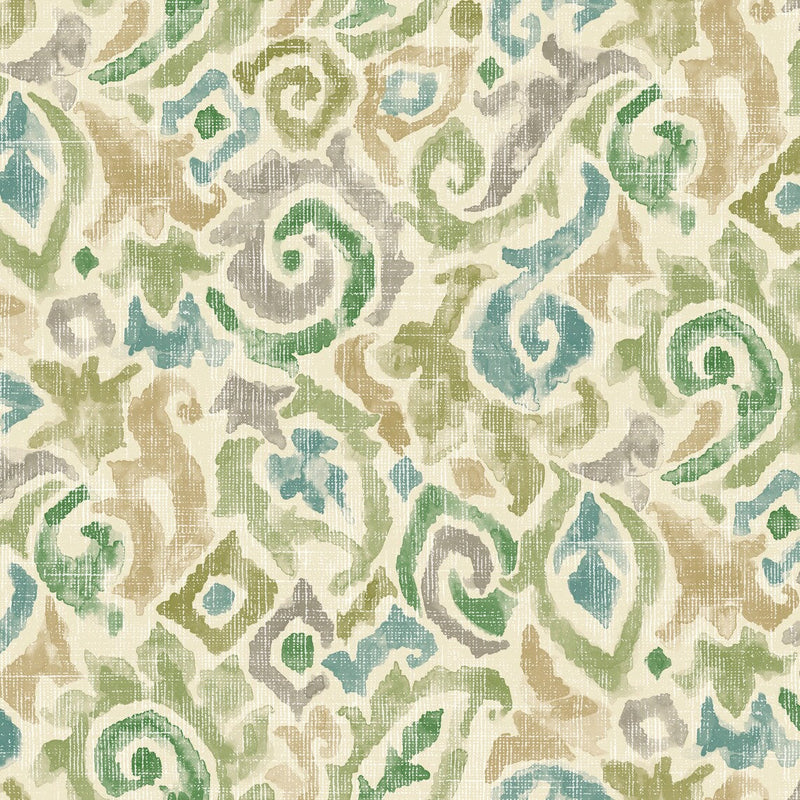 Tailored Bedskirt in Jester Bay Green Paisley Watercolor