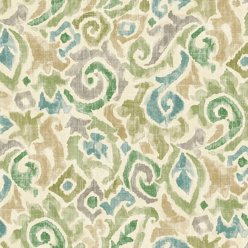 Gathered Bedskirt in Jester Bay Green Paisley Watercolor