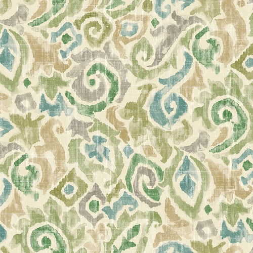 Tailored Tier Cafe Curtain Panels Pair in Jester Bay Green Paisley Watercolor