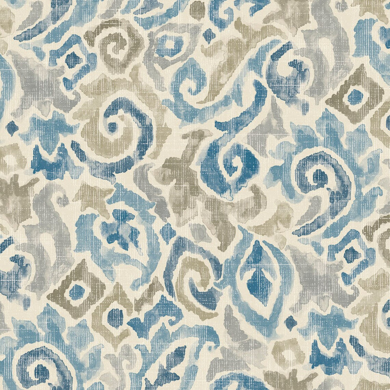 Shower Curtain in Jester Delft Blue Paisley Watercolor